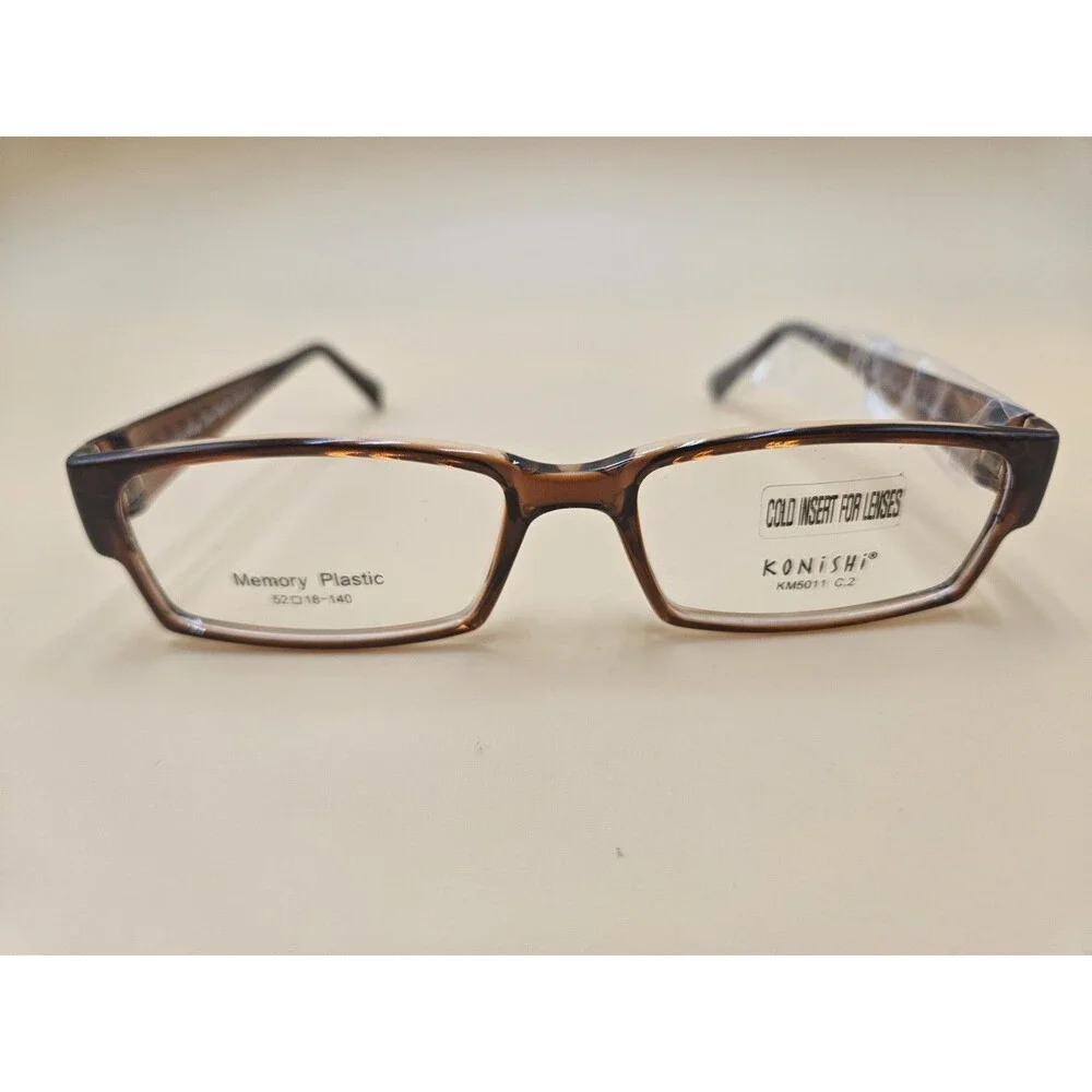 Konishi Eyewear Eyeglass Frames KM5011 C2 Brown/C 52-18-140  Memory Plastic New